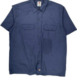 Dickies Short Sleeve Shirt - XL Blue Polyester Blend