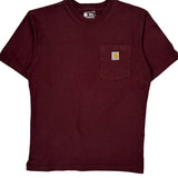 Carhartt T-Shirt - Small Burgundy Cotton
