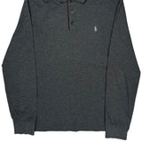Polo By Ralph Lauren Slim Fit Long Sleeve Polo Shirt - Large Grey Cotton
