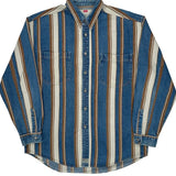 Levis Striped Denim Shirt - Large Blue Cotton