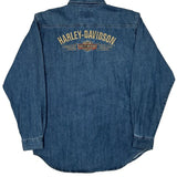 American Legend Harley Davidson Denim Shirt - Large Blue Cotton