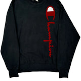 Reverse Weave Champion Spellout Sweatshirt - Large Black Cotton