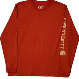 Carhartt Long Sleeve T-Shirt - Large Red Cotton
