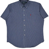 Ralph Lauren Checked Short Sleeve Shirt - XL Blue Cotton
