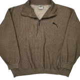 Puma 1/4 Zip - Large Brown Polyester Blend