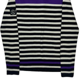 Ralph Lauren Striped 1/4 Zip - Small Purple Cotton