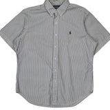 Ralph Lauren Striped Short Sleeve Shirt - Large Blue Cotton