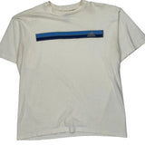 Adidas Striped T-Shirt - Large White Cotton