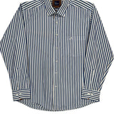 Fred Perry Striped Shirt - Large Blue Cotton