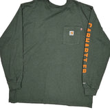 Loose Fit Carhartt Graphic Long Sleeve T-Shirt - XL Green Cotton