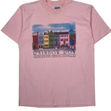 Rainbow Row Charleston South Carolina Hanes Single Stitch T-Shirt - Large Pink Cotton Blend