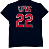 Indians Majestic Mlb T-Shirt - Medium Navy Cotton