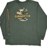 Loose Fit Carhartt Graphic Long Sleeve T-Shirt - XL Green Cotton