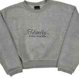 Harley Davidson Spellout Sweatshirt - Large Gray Cotton Blend