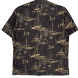 Nautica Hawaiian Shirt - Medium Black Cotton