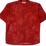 Tommy Bahama Floral Hawaiian Shirt - Large Red Silk