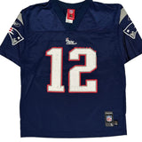 Age 14-16 Reebok New England Patriots Football Jersey - Large Blue Polyester