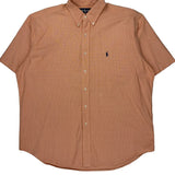 Blake Ralph Lauren Checked Short Sleeve Shirt - Large Orange Cotton