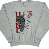 USmc Soffe Graphic Sweatshirt - XL Grey Cotton