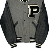 Paxton Perry Track Speech Holloway College Varsity Jacket - Small Black Leather