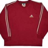 Adidas Striped Sweatshirt - Large Red Cotton Blend