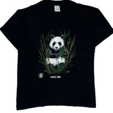 Save Me Panda Screen Stars Single Stitch T-Shirt - Large Black Cotton