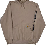 Carhartt Spellout Hoodie - Large Beige Cotton