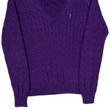 Ralph Lauren Sport Cable Knit Sweater - Large Purple Cotton