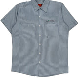 Red Kap Striped Short Sleeve Shirt - Medium Blue Polyester Blend