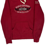 Harley Davidson Graphic Hoodie - Medium Red Cotton Blend
