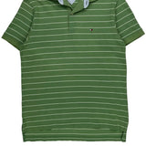 Tommy Hilfiger Striped Polo Shirt - Small Green Cotton
