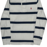 Polo By Ralph Lauren Striped Rugby Shirt - Small Navy Cotton