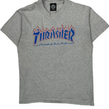 Flame Logo Thrasher Graphic T-Shirt - Medium Gray Cotton