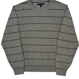 Tommy Hilfiger Striped Sweater - XL Gray Cotton