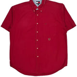 Tommy Hilfiger Short Sleeve Shirt - Large Red Cotton