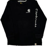 Age 14-16 Carhartt Spellout Long Sleeve T-Shirt - Large Black Cotton