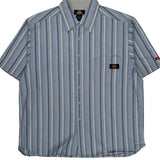 Dickies Striped Short Sleeve Shirt - Large Blue Cotton