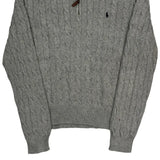 Polo By Ralph Lauren Cable Knit 1/4 Zip - Large Gray Cotton