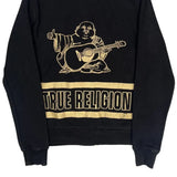 Buddha Playing Guitar Graphic True Religion Graphic Full Zip Hoodie - Medium Black Cotton