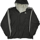 Adidas Striped Windbreaker - XL Black Polyester