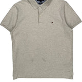 Tommy Hilfiger Slim Fit Polo Shirt - Large Grey Cotton