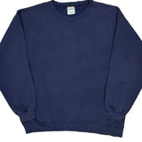90S Blank Gildan Sweatshirt - Large Navy Cotton Blend