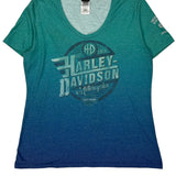 Motorcycles Harley Davidson Graphic T-Shirt - XL Blue Polyester Blend