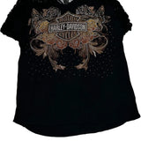 Harley Davidson Lace And Studded T-Shirt - Large Black Nylon