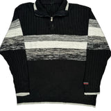 Southpole Striped Sweater - Large Gray Acrylic