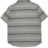 Harley Davidson Striped Short Sleeve Shirt - Large Gray Cotton