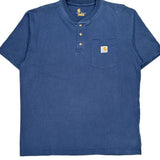 Carhartt Henley Shirt - Large Blue Cotton