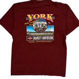 Harley Davidson Graphic T-Shirt - XL Burgundy Cotton