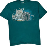 Single Stitch Wolves Graphic Harlequin Nature T-Shirt - XL Green Cotton Blend