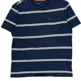 Tommy Hilfiger Striped T-Shirt - Large Blue Cotton